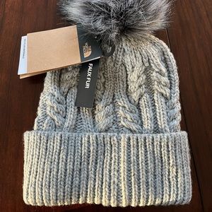 NWT North Face Oh Mega Pom gray hat